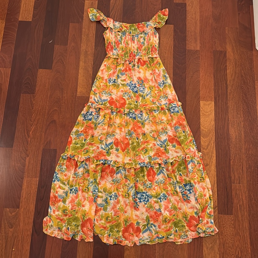 Floral Orange and Blue Dress